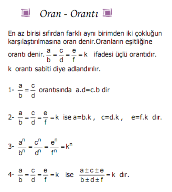 Oran Orantı Formülü